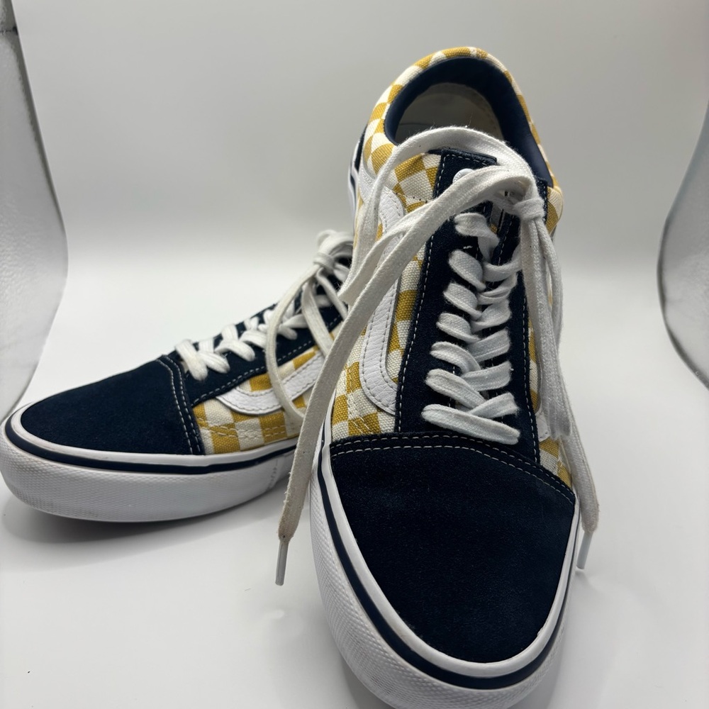 Vans Off The Wall Vintage Pro Dress Blue/Yellow Checkerboard Skate Mens Size 9 - Picture 10 of 11